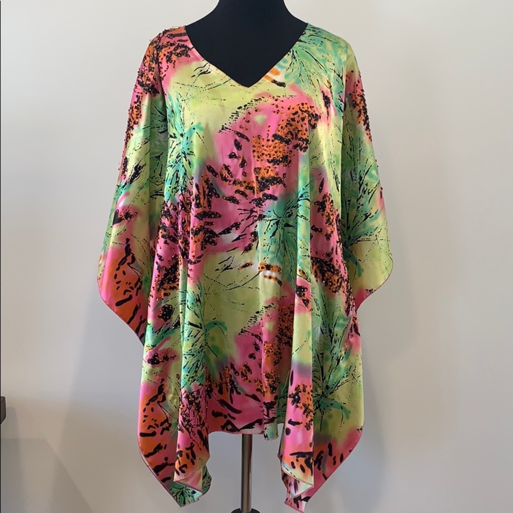 CAMILLA Neon jewelled short kaftan